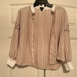 Ann Taylor Cream Pink Blouse Boxy 3/4 Sleeve